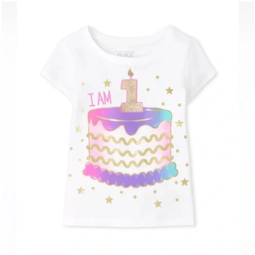 NWT The Children’s Place I am 1 sparkly birthday girl shirt size 12 to 18m